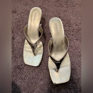 Guess Gold Kitten Heels Square Toe